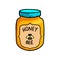 Fresh colorful gold honey bee glass jar