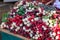Fresh colorful radish vegetables for sale on french farmers market