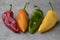 Fresh colorful variety of sweet pointed peppers