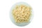 Fresh cooked farfalle pasta isolated top view