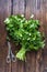 Fresh coriander on garden table