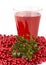 Fresh cowberry and berry juice glass