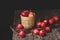 Fresh crabapples on the dark background