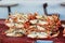 Fresh crabs in one of seafood restaurants at Fishermen wharf in San Francisco