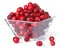 Fresh Cranberries In Square Glass Bowl