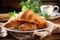 Fresh Crispy Fragrant Croissants - Delicious Traditional French Breakfast Pastry