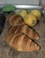 Fresh croissant breads closeup