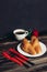 fresh croissant on a plate kitchen utensils coffee cup