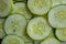 Fresh Cucumber Round Circle Slices As Whole background Texture