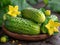 fresh cucumbers closeup