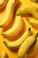 Fresh cucumbers and peeled bananas on yellow background AI Generated