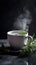 fresh cup of steaming hot herbal tea
