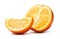 Fresh cut orange fruits macro photo isolated on white background