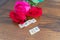 Fresh cut roses for valantines day - Romantic Concept on wood k background