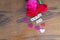 Fresh cut roses for valantines day - Romantic Concept on wood k background