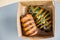 Fresh and delicious bakery gourmet sweet and flaky glazed croissants in box