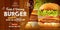 Fresh and delicious homemade beef burger social media background