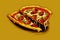 Fresh delicious juicy pizza. Traditional Italian dish. Logo