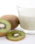 Fresh delicious kiwi yoghurt shake cream isolated