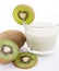 Fresh delicious kiwi yoghurt shake cream isolated