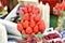 Fresh and delicious strawberries picked from a garden and placed on a table.Healthy food.