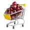 Fresh delicious, tasty cherry in the shopping cart.