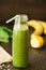 Fresh detox green smoothie with spinach and outmeal