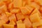 Fresh diced carrot, closeup