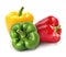 Fresh different bell peppers on background