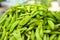 Fresh Edamame soybeans on the stand at the market