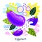 Fresh eggplant vegetable juice splash organic food juicy vegetables splatter on abstract background vector