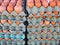 Fresh Eggs in Cardboard Crates at Market Stall