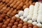 Fresh eggs and preserved salted eggs sold in market