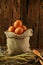 Fresh eggs on wooden background from farm and prepare for cook in kitchen room, Organic food and clean food for healthy