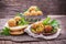 Fresh falafel balls served on a wooden board