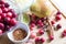 Fresh fall ingredients for cranberry sauce