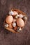 Fresh farmer eggs of chicken and quail in a basket
