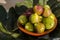 Fresh figs in sunlight, in the clay bowl, Apulia, Italian fruit