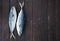 Fresh Fish on wooden background. Yellowtail Amberjack