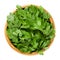 Fresh flat leaf parsley in wooden bowl over white