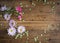 Fresh floral background on vintage wooden table