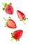 Fresh flying strawberries isolated