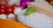 Fresh Food Ingredients On Wooden Table In Kitchen. grate parmesan cheese.