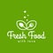 Fresh food logo. Fork and spoon love concept