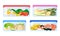 Fresh Food Stored in Plastic Transparent Containers with Closed Lid Vector Set