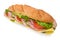 Fresh foot-long submarine sandwich with ham and ch