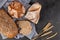 Fresh fragrant bread on the table. Food concept