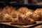 Fresh France croissant on wooden table bakery, restaurant, cafe. Homemade croissants on bakery cafe. Dessert breakfast in France.