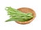 Fresh french bean in bamboo basket on white background