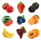 Fresh fruit. 3d vector icons set. Realistic illustration